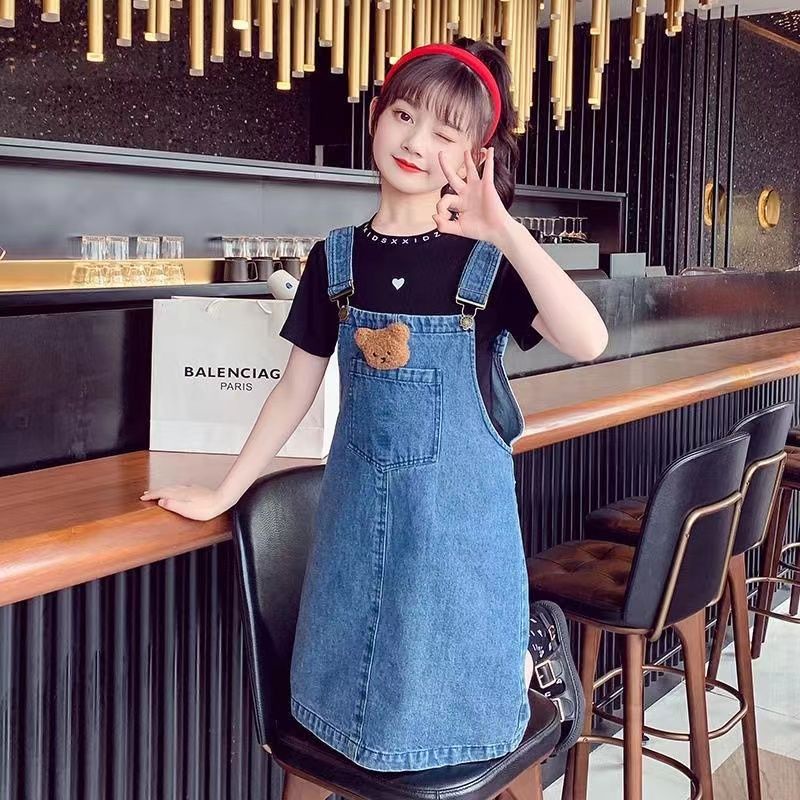 ~ Váy Yếm Denim Hai Dây Cỡ Vừa Thời Trang Mới 2023 Dành Cho Bé Gái