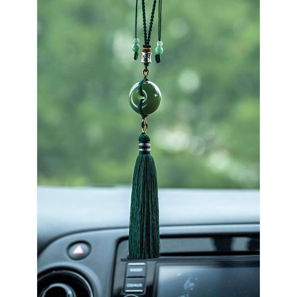 Dây Treo Gương Chiếu Hậu Phối Tua Rua Hạt Ngọc Bích Hetian Cấp 8.1 Trang Trí Nội Thất Xe Hơi