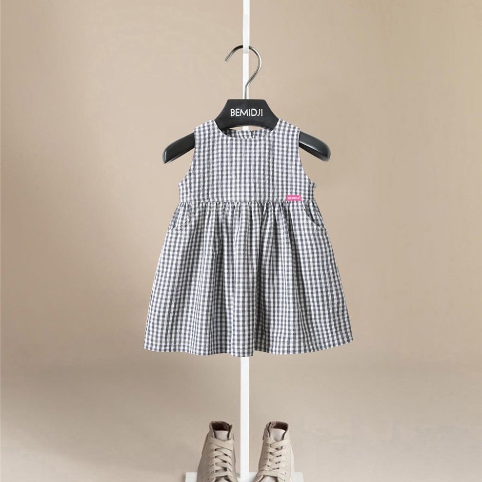 Đầm Không Tay Cổ Tròn Phong Cách Phương Tây Thời Trang Mùa Hè Mới 2023 Dành Cho Bé Gái