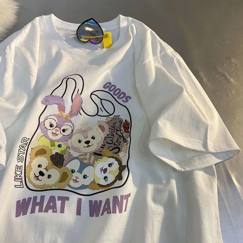 Áo Thun Tay Ngắn Dáng Rộng In Họa Tiết Hoạt Hình Phong Cách Harajuku Nhật Bản Thời Trang Mùa Hè Cho Nữ