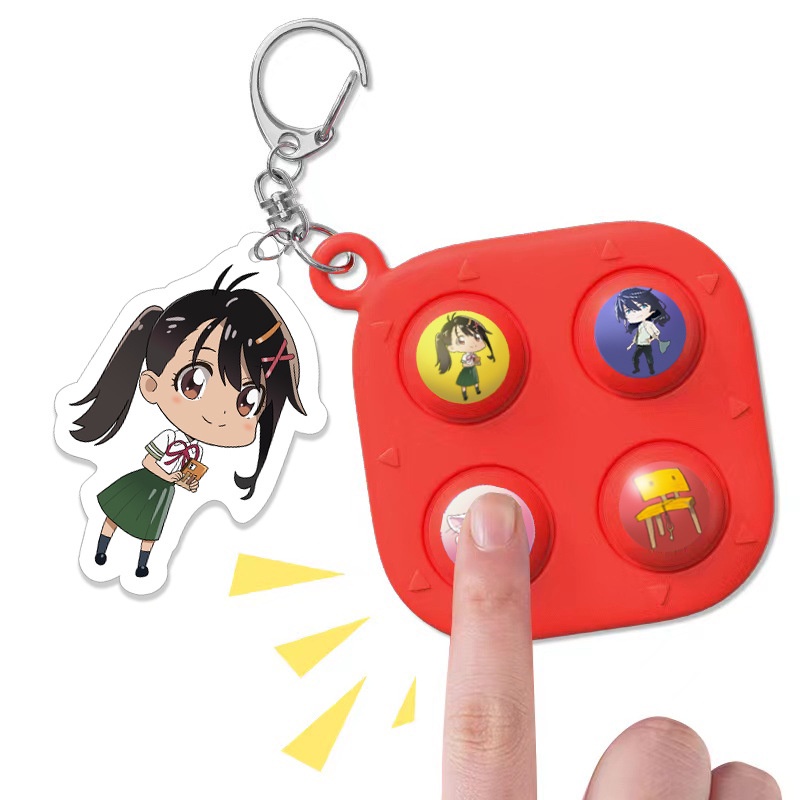 Suzume Móc Chìa Khóa Dạng Bấm Bằng Silicon Họa Tiết Hoạt Hình Anime Dajin Iwato Fidget Spinner