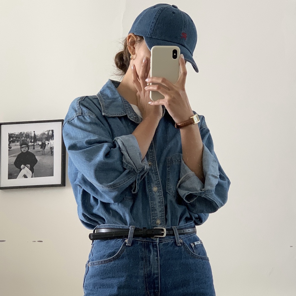 Mũ lưỡi trai denim MG STUDIO thêu chữ "N" có 3 màu cao cấp