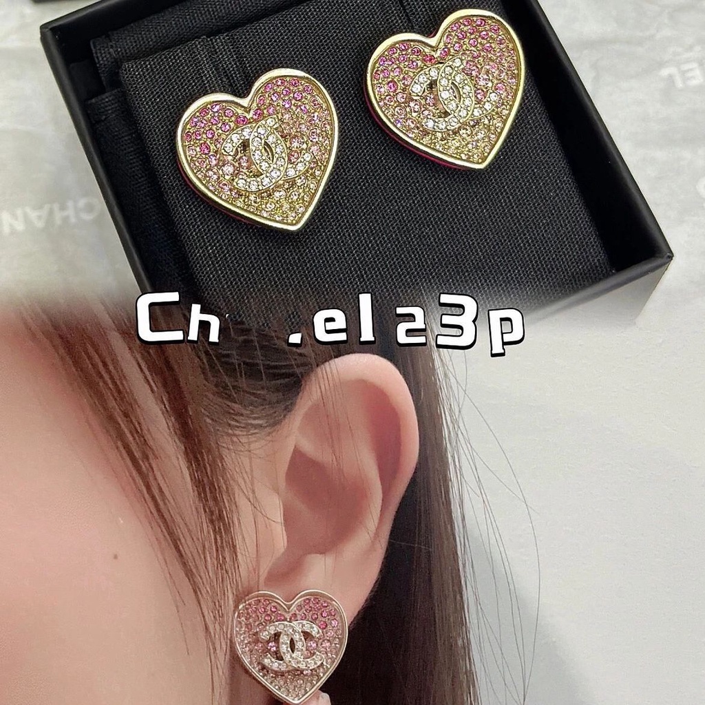 Bông Tai Mạ Bạc 925 Hình Chữ C Đính Kim Cương Màu Hồng Gradient Thời Trang 2023 Mới Xiaoxiangfeng