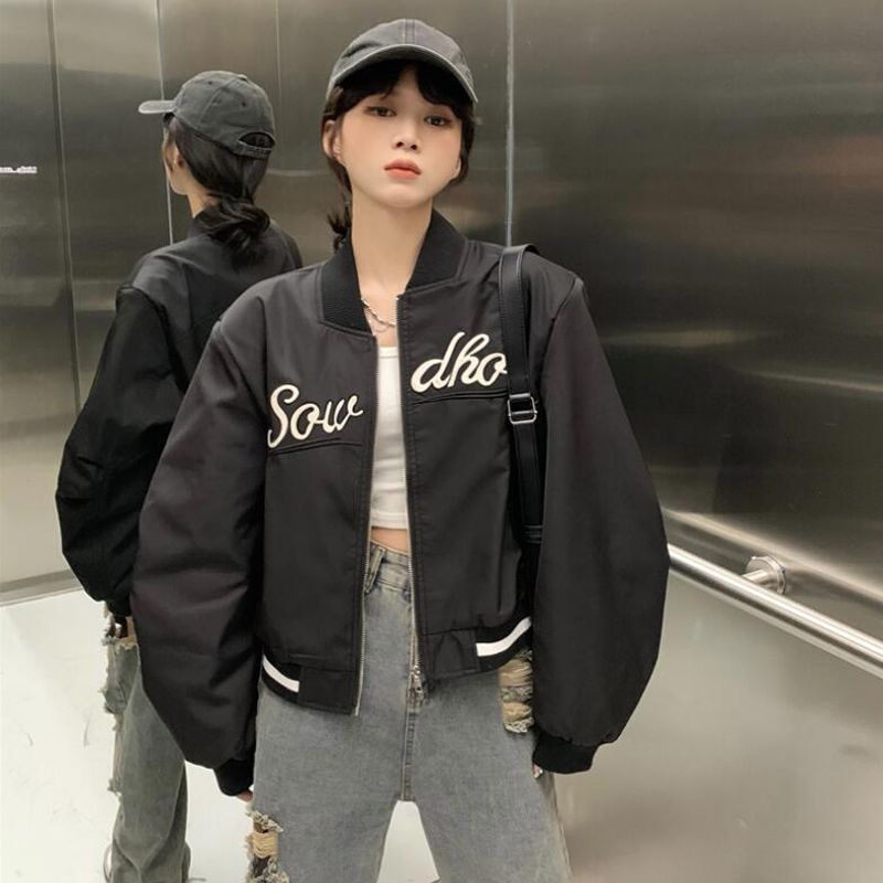 Áo Khoác Bóng Chày Dáng Rộng Thêu Chữ Thời Trang Xuân Thu Mới 2023