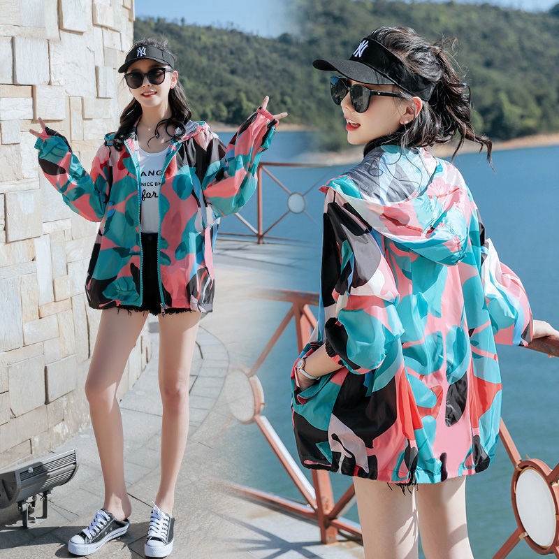 áo chống nắng áo khoác nắng ❀۞Áo Khoác Chống Nắng Dáng Rộng Thoáng Khí In Họa Tiết Rằn Ri Thời Trang Mùa Hè Hàn Quốc 2023 Mới