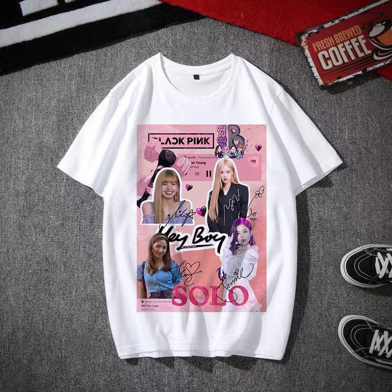 Áo Thun Nữ Ngắn Tay In Chữ blackpink Thời Trang Hàn Quốc