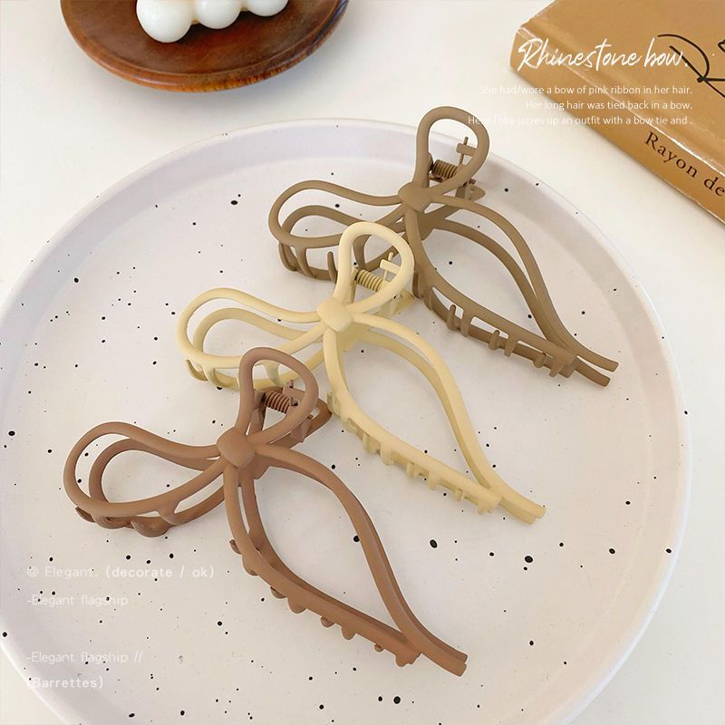 Kẹp Tóc Cá Mập Lớn Bằng Kim Loại Nhám Đính Nơ Rỗng Thời Trang Xuân Hè Mới Dành Cho Bạn Nữ