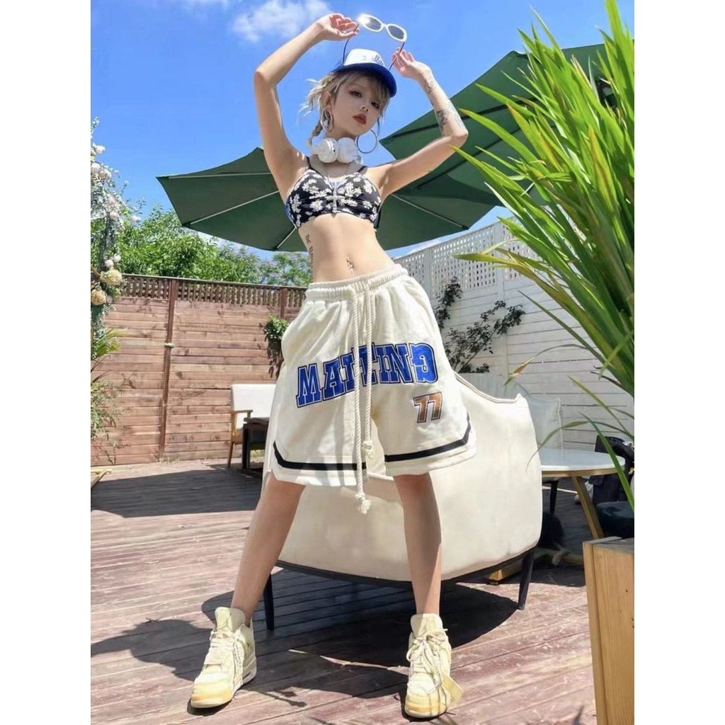 Mới Quần Short Thể Thao Dây Rút Ống Rộng Thời Trang Mùa Hè Dành Cho Nữ