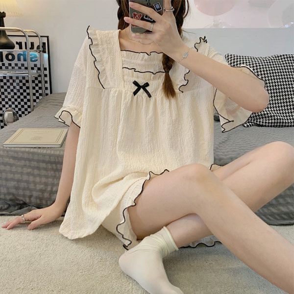 Bộ Đồ Ngủ Hai Món In Họa Tiết Công Chúa Dễ Thương Phong Cách Hàn Quốc Thời Trang Mùa Hè Cho Nữ