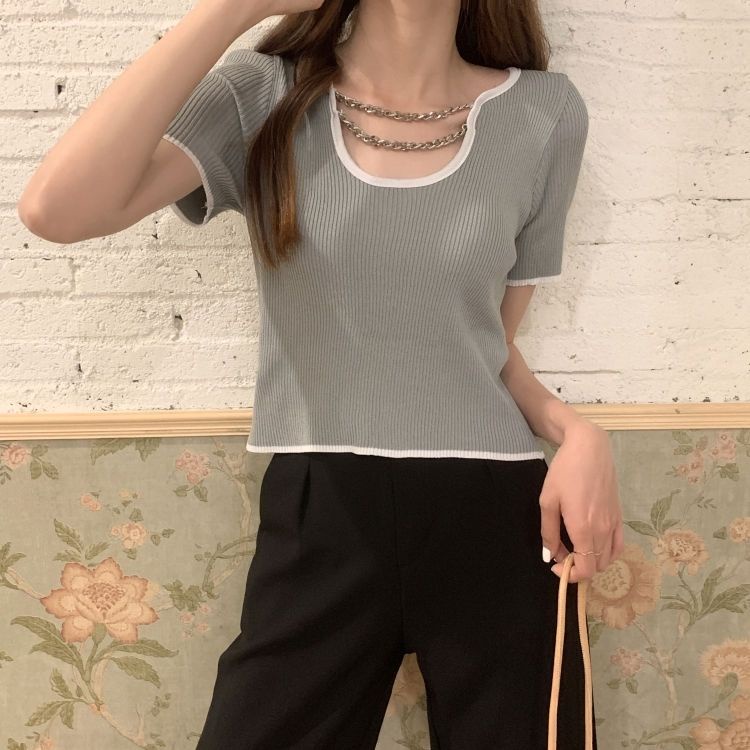 Áo Thun Ngắn Tay Cổ Tròn Đơn Giản Thời Trang Cho Nữ