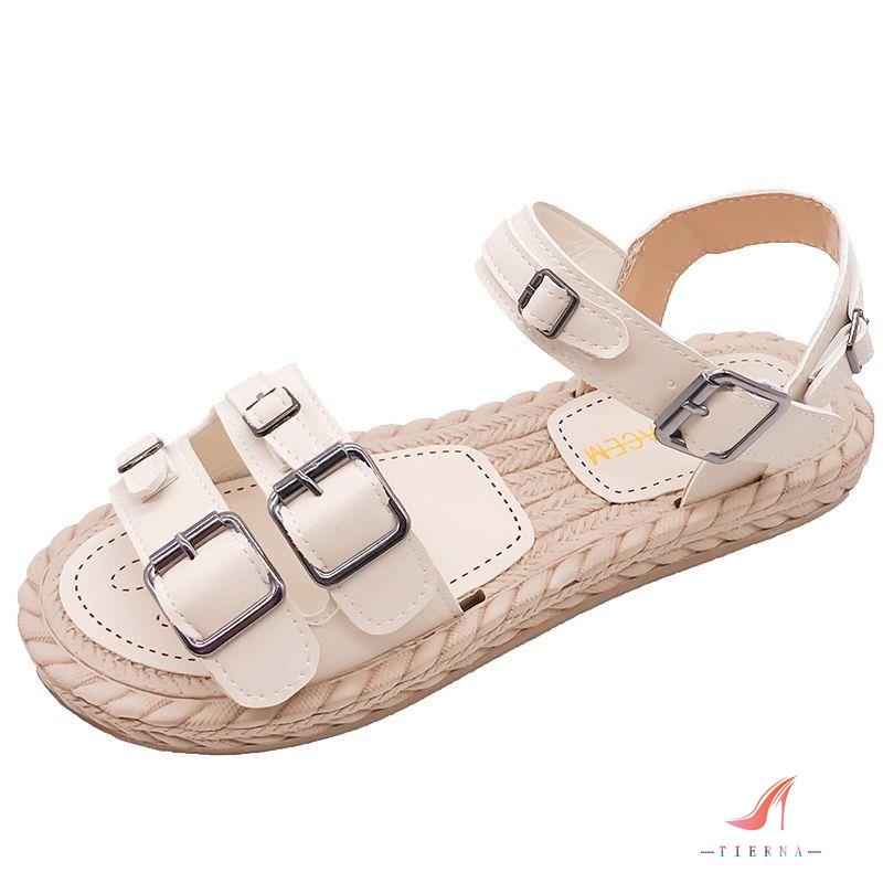 [Bán Chạy] Giày Sandal Đế Bằng Phong Cách Mới 2023 Thời Trang Mùa Hè Dễ Phối Đồ Phong Cách Roman Cho Nữ