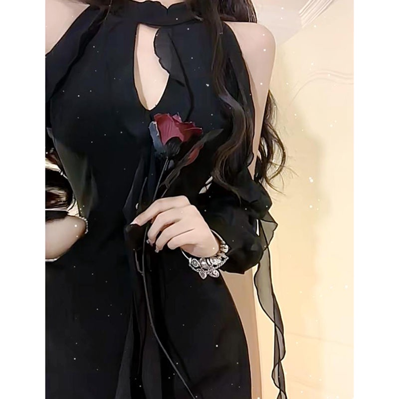 Đầm Đen Trễ Vai Phong Cách Thời Trang Mùa Xuân 2023 Cho Nữ