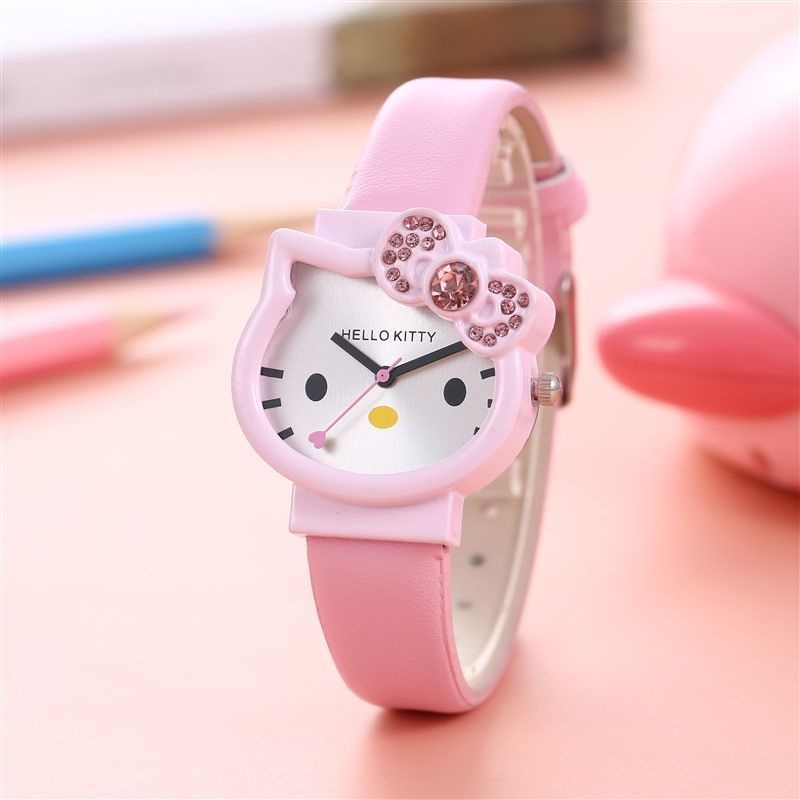 Hello kitty Đồng Hồ Đeo Tay Họa Tiết Hoa Anh Đào Xinh Xắn Dành Cho Bé Gái