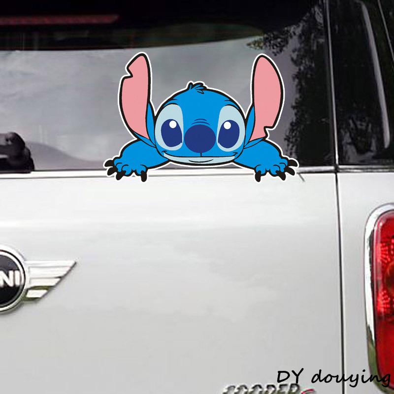 Miếng Dán Họa Tiết Hoạt Hình Stitch Dễ Thương Trang Trí Cửa Sổ Xe Hơi / Xe Máy