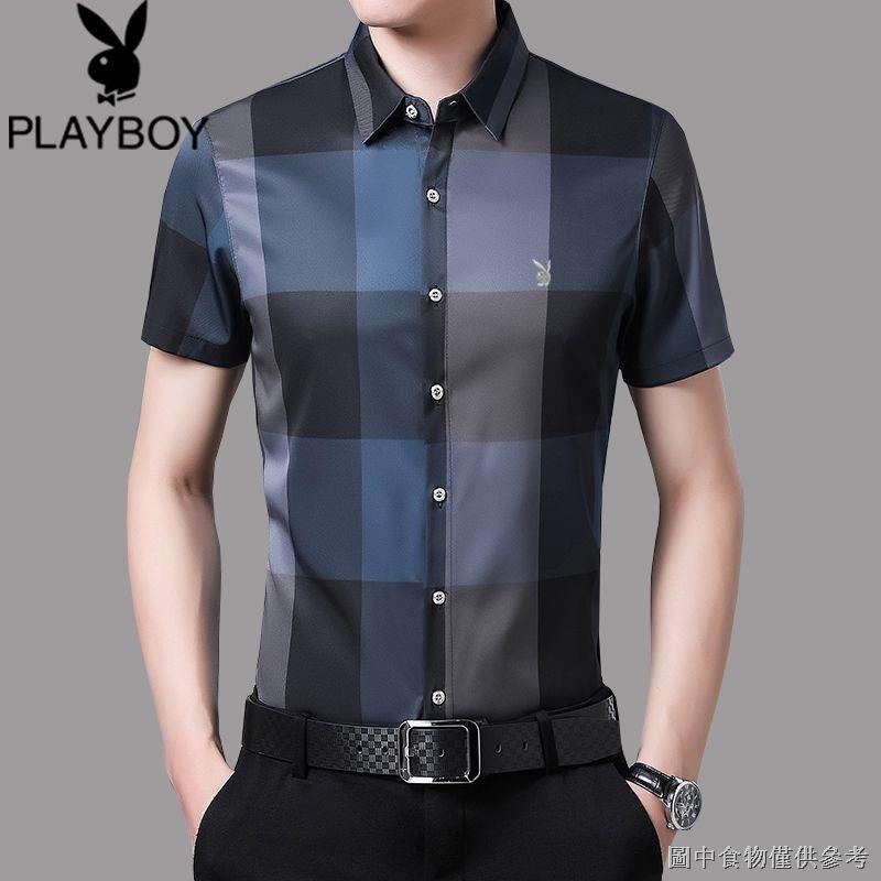 Áo Sơ Mi Playboy Tay Ngắn Dáng Rộng Vải Cotton Thời Trang Mùa Hè Cho Nam Trung Niên