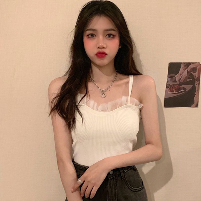 [Bán Chạy] Áo Dệt Kim Dáng Rộng Phối Lưới Thiết Kế Cỡ Lớn Phong Cách Hàn Quốc Mùa Hè Cho Nữ