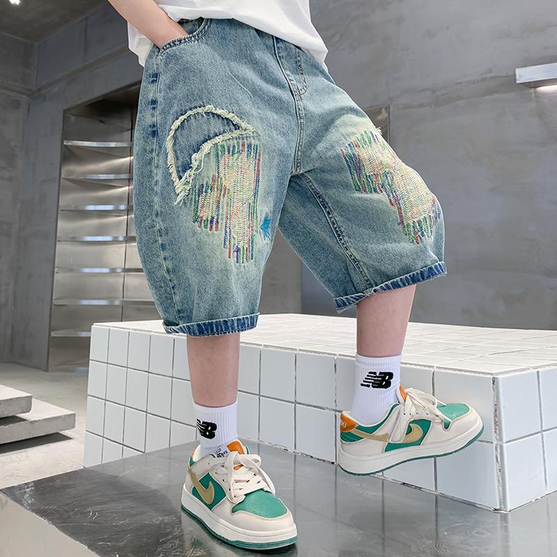 Quần Short Denim Dáng Rộng Phong Cách Hàn Quốc Mới 2023 Cho Bé Trai