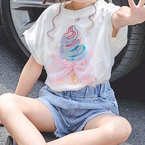 Áo Thun Tay Ngắn Phong Cách Hàn Quốc Thời Trang Mùa Hè 2023 Cho Bé Gái