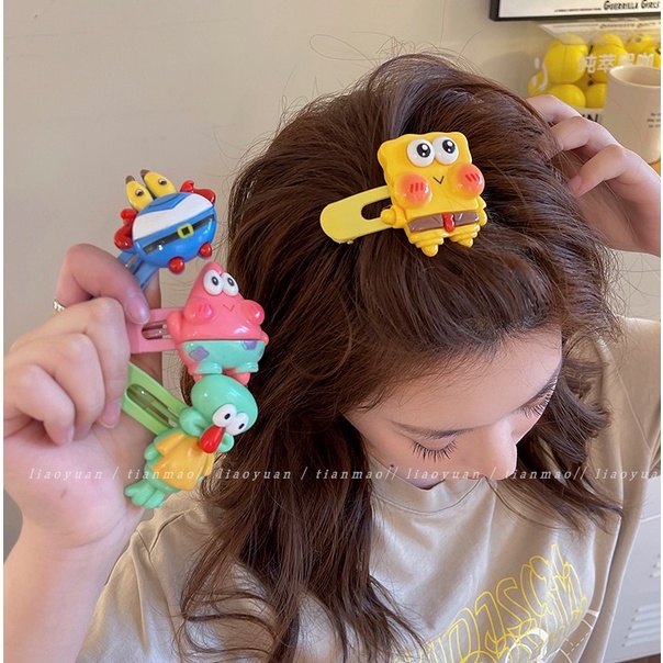 Kẹp Tóc Nữ Hình SpongeBob Phong Cách Hàn Quốc Nhật Bản Dễ Thương Mới
