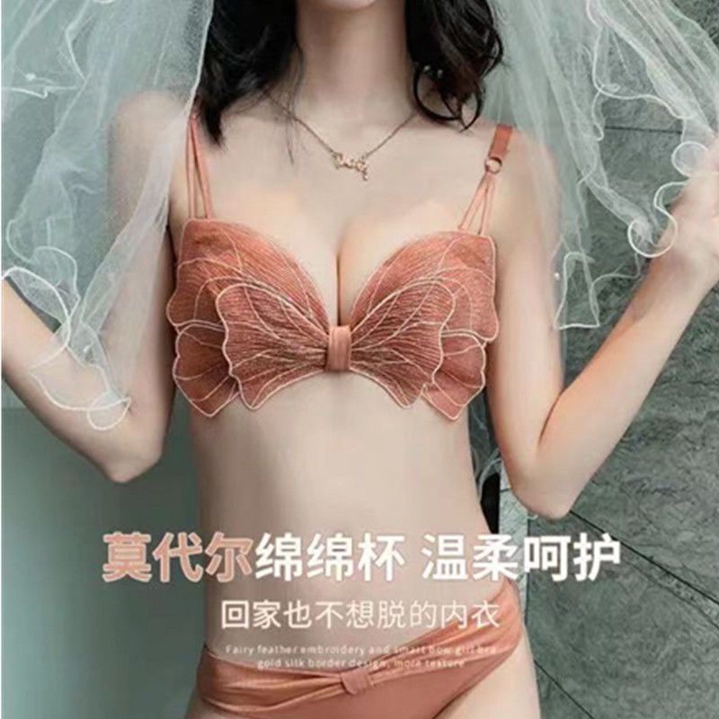 Áo Ngực Nhỏ Không Dây Thêu Họa Tiết Đính Nơ Phong Cách Mới Cho Nữ
