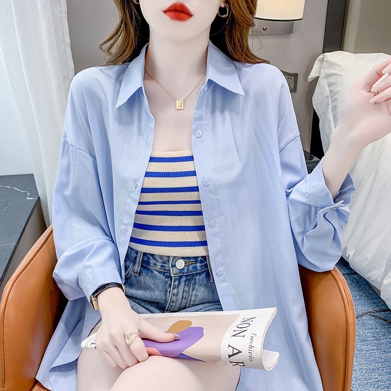 Áo Sơ Mi Tay Dài Dáng Rộng Phong Cách Hàn Quốc Thời Trang Mùa Hè Cho Nữ