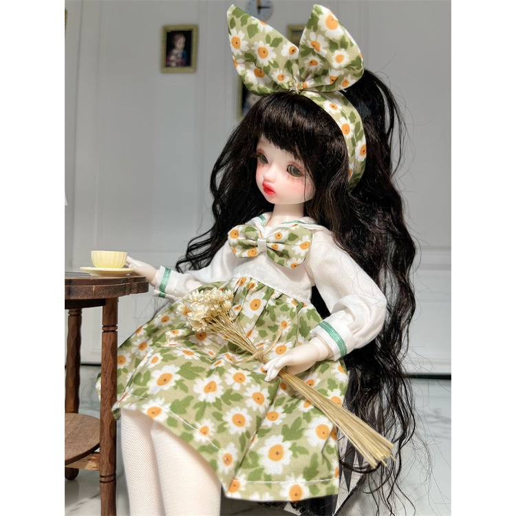 Đầm Hoa Màu Xanh Lá 6 Điểm 30cm bjd 1: 6SD 6 Điểm Cho Bé Gái 30cm Tỉ Lệ 1: 6SD Áo Thun Tay Ngắn 6.8.8Cm Thời Trang Cho Bé