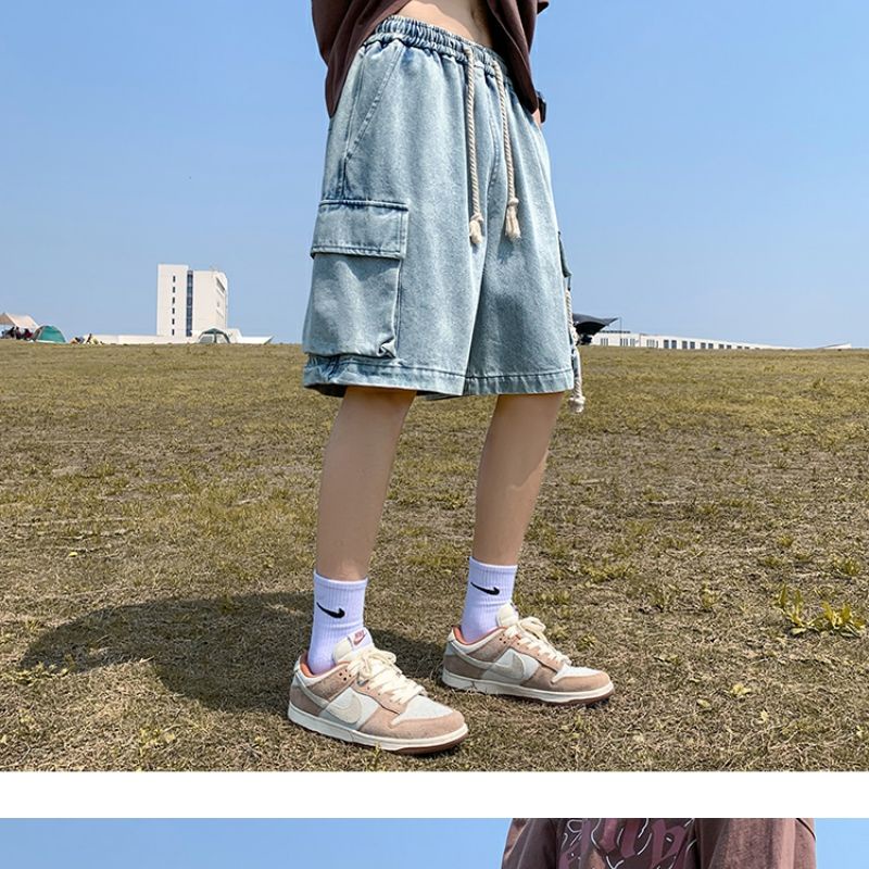 Quần Short Denim Dáng Suông Màu Cà Phê Phong Cách Retro Thời Trang Mùa Hè Cho Nam Giới 20%