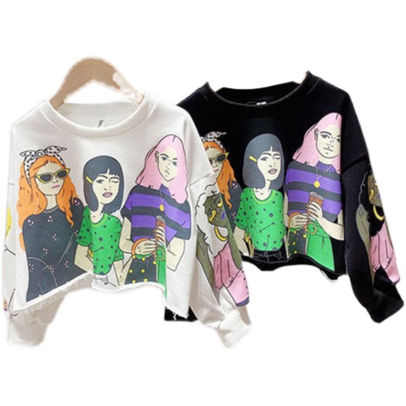 Hàng Mới Về Áo Sweatshirt Dáng Rộng Tay Dài Phong Cách Thời Trang Mới 2023 Cho Bé Gái