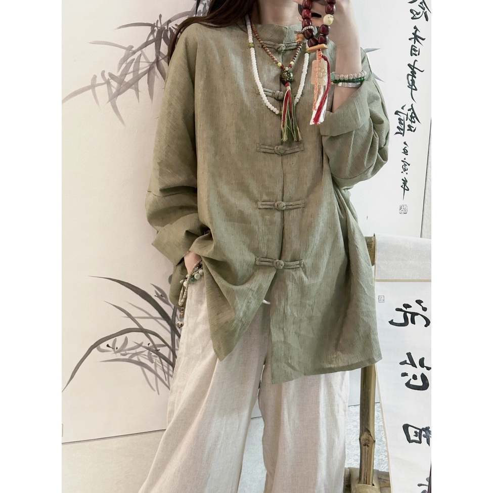 Áo Sơ Mi Dáng Rộng Cài Nút Phong Cách Trung Hoa Cổ Điển Thời Trang Mùa Xuân Hàng Mới Dành Cho Bạn Nữ 7.13