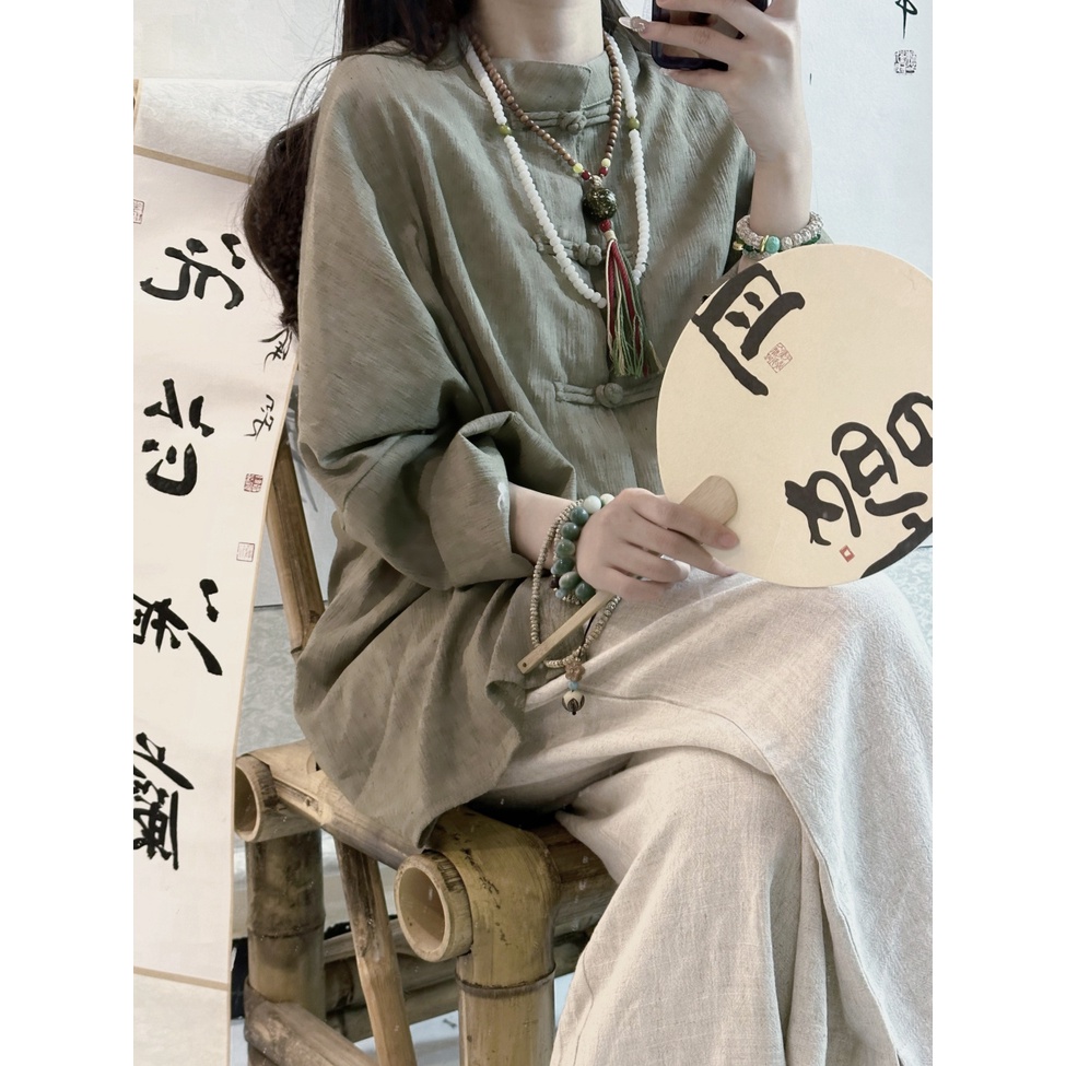 Áo Sơ Mi Dáng Rộng Cài Nút Phong Cách Trung Hoa Cổ Điển Thời Trang Mùa Xuân Hàng Mới Dành Cho Bạn Nữ 7.13