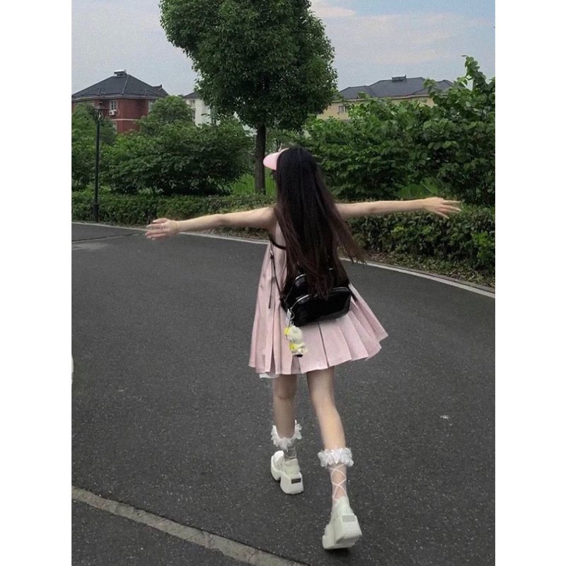 Đầm Búp Bê Ngắn Sát Nách Dáng Rộng Mềm Mại Phong Cách Pháp Thời Trang Mùa Hè Cho Nữ