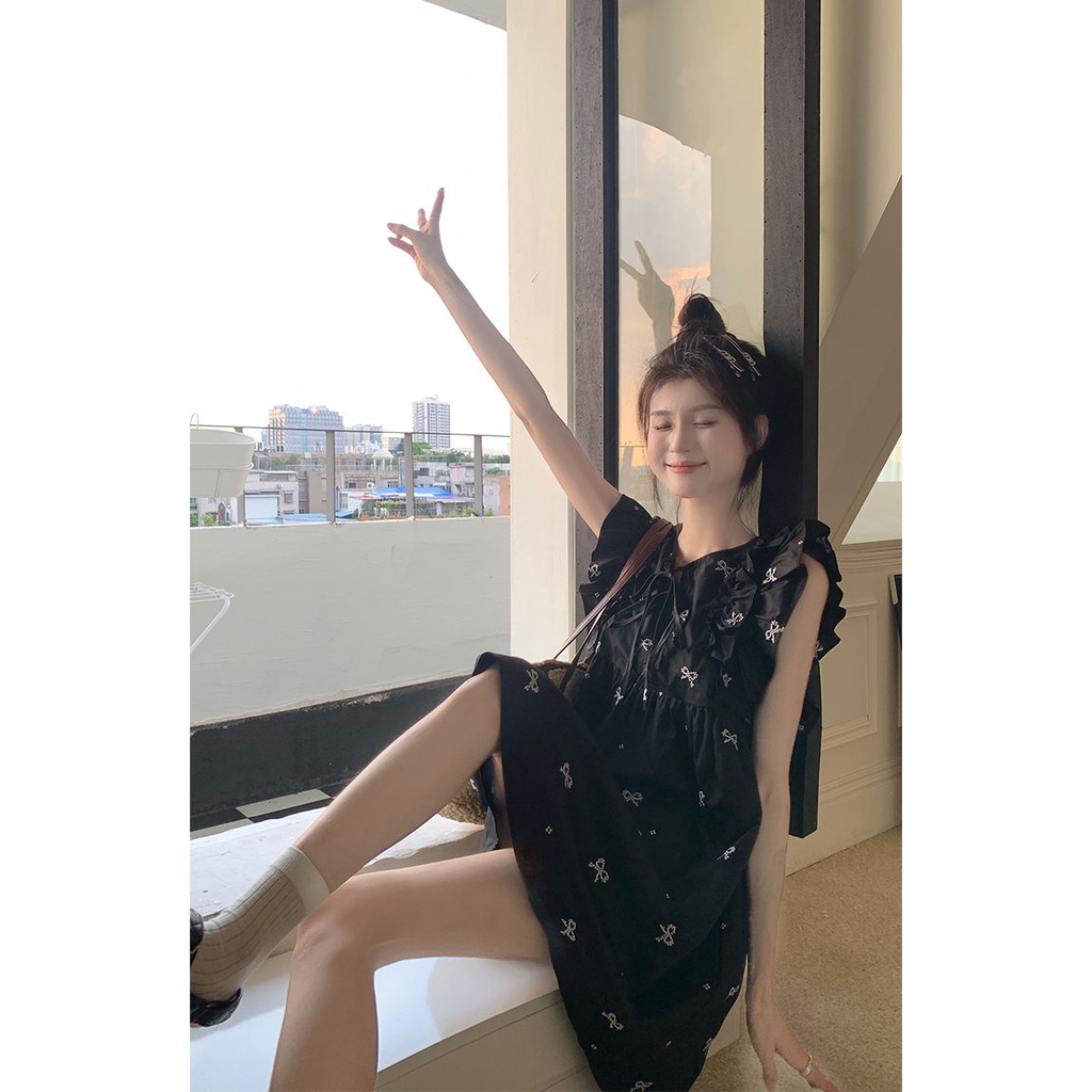 Đầm Búp Bê Họa Tiết Thêu Xinh Xắn Thời Trang Theo Phong Cách Pháp