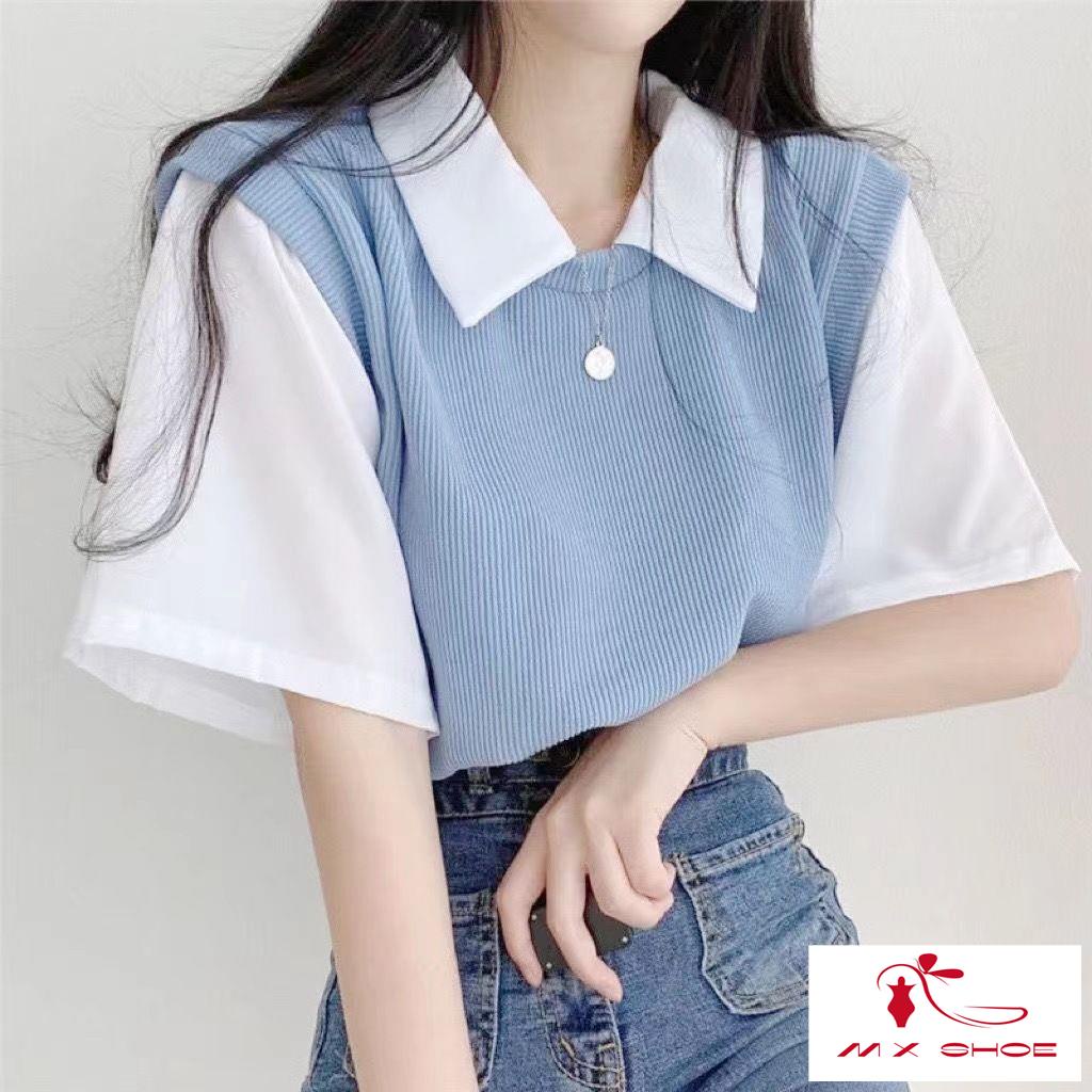 Áo Thun POLO Tay Ngắn Dáng Rộng Phối Màu Đơn Giản Phù Hợp Với Tất Cả