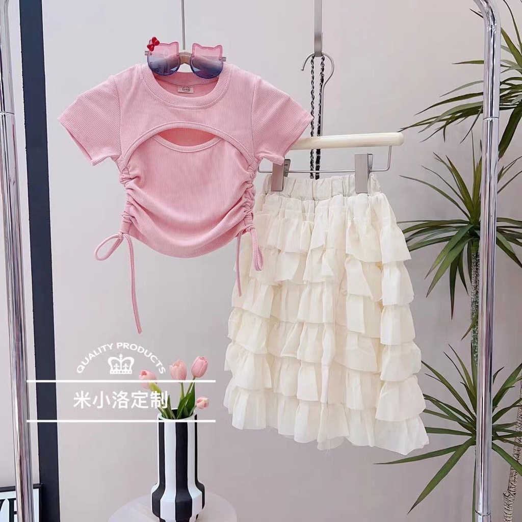 Áo Thun Ngắn Hai Dây Ôm Dáng Phong Cách Ngọt Ngào Cá Tính Cho Bé Gái