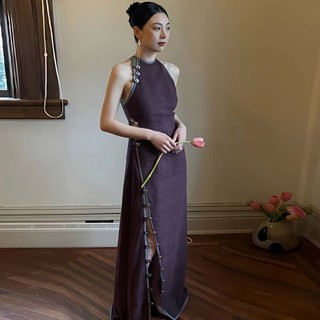 Sườn Xám Cách Tân Dáng Dài Xẻ Tà Cao Phong Cách Trung Hoa Cổ Điển Mới Cho Nữ [Niche]