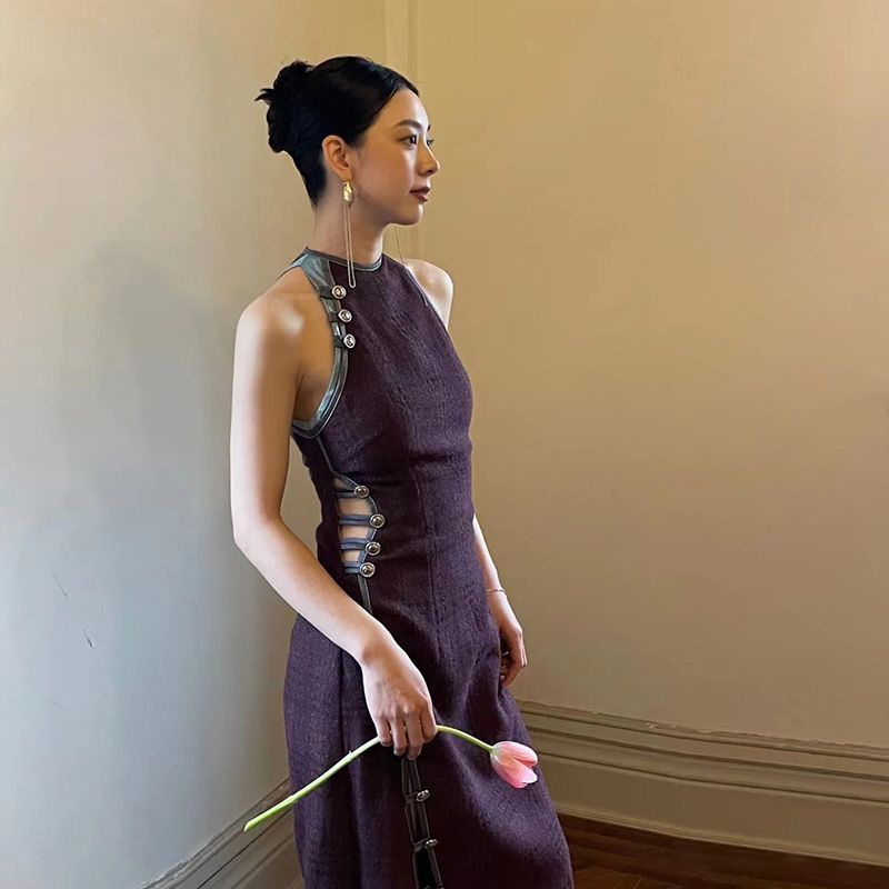 Sườn Xám Cách Tân Dáng Dài Xẻ Tà Cao Phong Cách Trung Hoa Cổ Điển Mới Cho Nữ