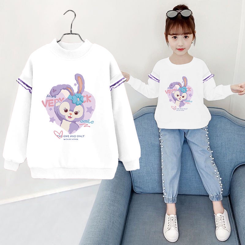 ~ áo len bé gái 2023 phong cách mới vừa lớn thời trang trẻ em dễ thương dài tay áo