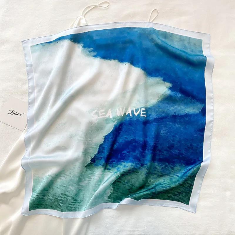 Khăn Quàng Cổ Hình Vuông 70cm Bằng Lụa Thời Trang Xuân Hè Dễ Phối Đồ