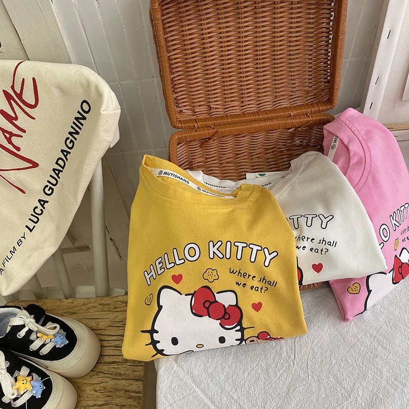 Áo Thun Cotton Tay Ngắn Dáng Rộng Thời Trang Mùa Hè Cho Bé Gái 2023