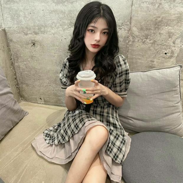 Đầm Ngắn Tay Cổ Thủy Thủ Thắt Nơ Eo Cao Phong Cách Preppy Nhật Bản Mùa Hè Cho Học Sinh