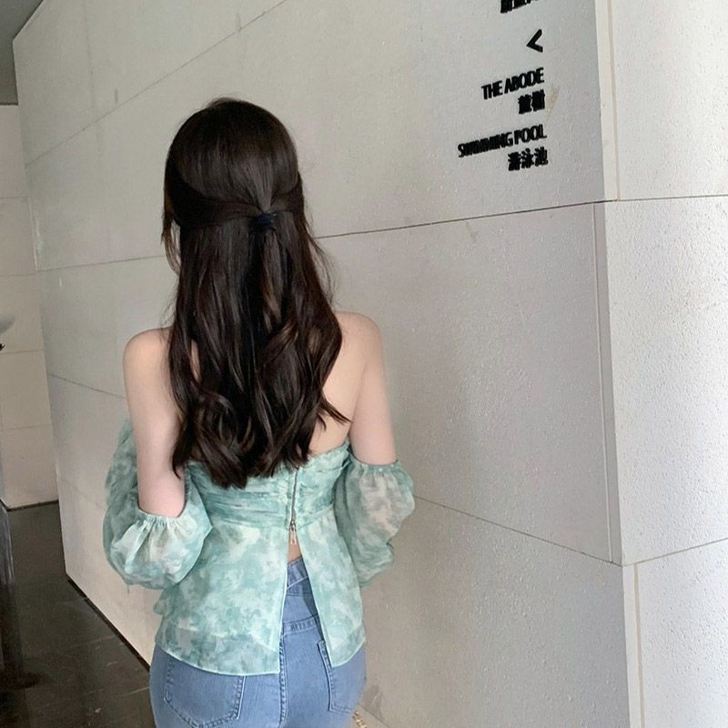 Jiashucheng Áo Chiffon Trễ Vai Dáng Ngắn In Hoa Kiểu Pháp Thời Trang Mùa Hè Cao Cấp Cho Nữ