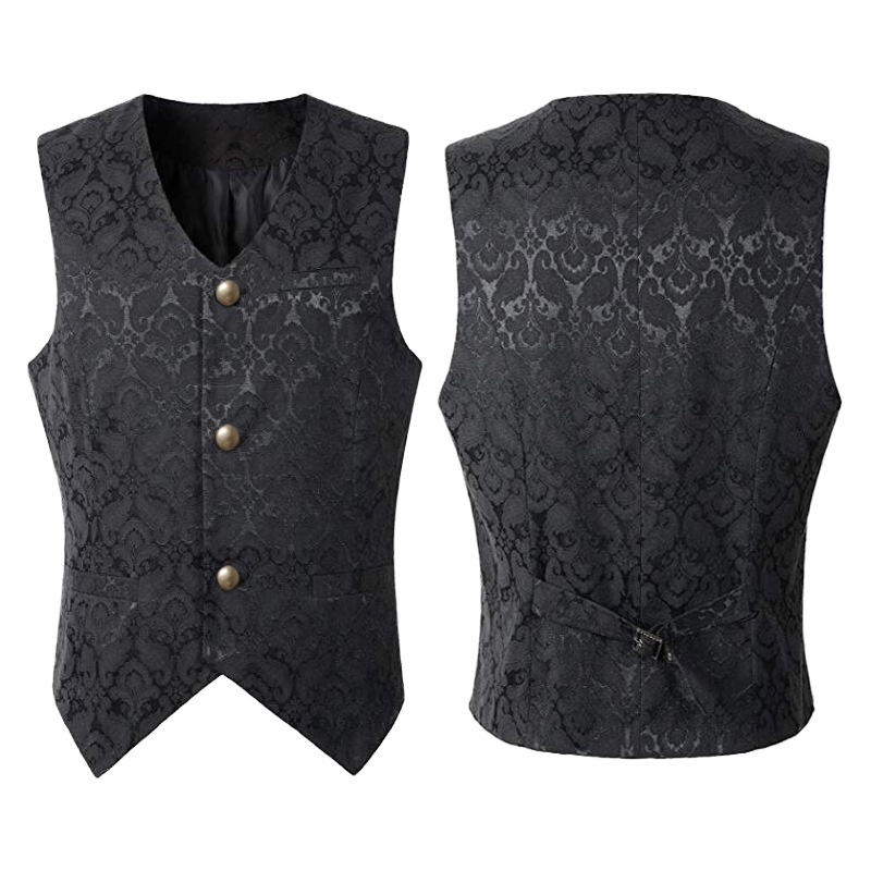 Áo Vest Hóa Trang Trung Cổ Kèm Cà Vạt Jabot Phong Cách Gothic Cho Nam