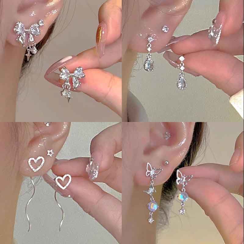 Khuyên Tai Đính Đá Zircon Thời Trang Sang Trọng