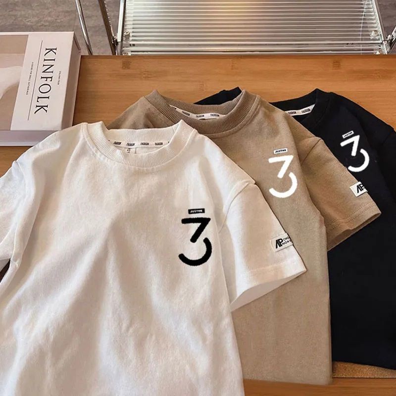 Áo phông cho bé trai  tay ngắn 100% cotton bé trai mặc quần áo in áo phông trẻ em phong cách hàn quốc thời trang hàng đầu kebaya budak lelaki