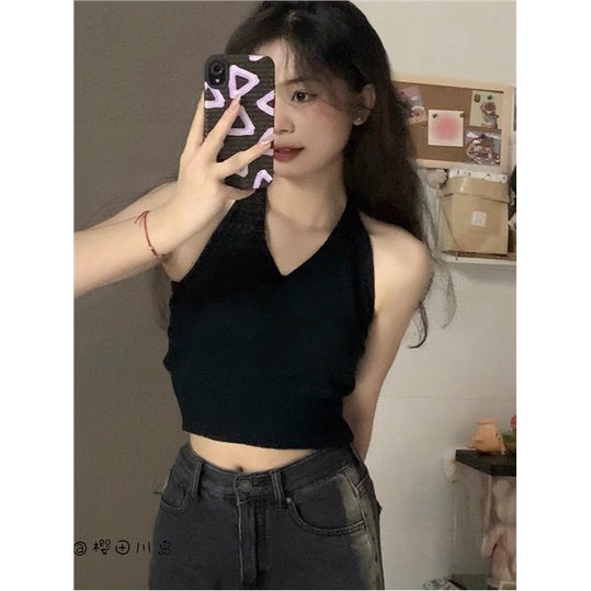 Áo Hai Dây Mùa Hè Dáng Ngắn Kiểu Dáng Đơn Giản Hợp Thời Trang Dễ Phối Đồ