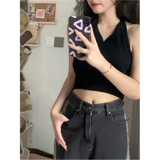 Áo Hai Dây Mùa Hè Dáng Ngắn Kiểu Dáng Đơn Giản Hợp Thời Trang Dễ Phối Đồ