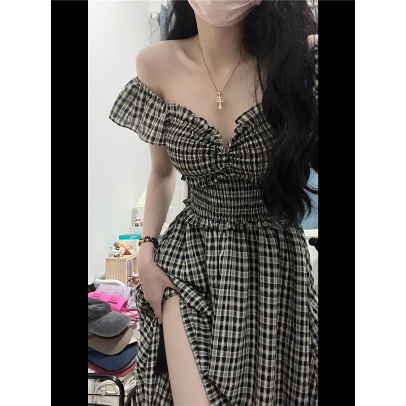 [Bán Chạy] Đầm Dài Dáng Ôm Không Dây Hở Vai Kiểu Pháp Hepburn Thời Trang Mùa Hè Cho Nữ