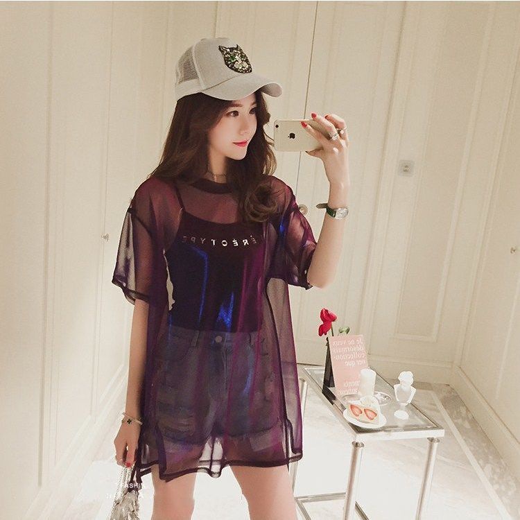 Áo Thun Tay Ngắn Dáng Rộng Chất Liệu Lụa Cao Cấp Thời Trang Mùa Hè Dành Cho Nữ