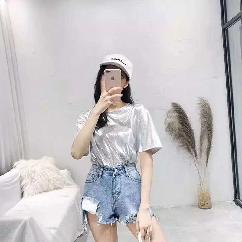 Áo Thun Tay Ngắn Cổ Tròn Màu Trơn Phong Cách Hàn Quốc Thời Trang Mùa Hè Mới Cho Nữ