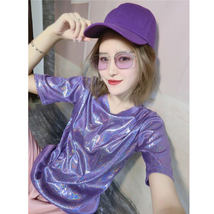 Áo Thun Tay Ngắn Đính Ngọc Trai Lấp Lánh Phong Cách Mới Mùa Hè Cho Nữ